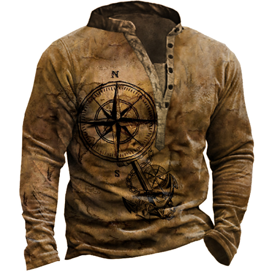 

Men's Outdoor Nautical Compass Casual Print Sweatshirt