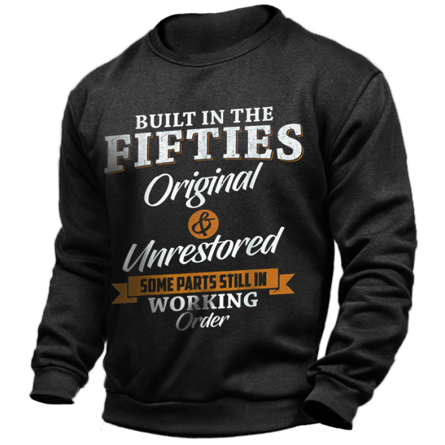 

Men Casual Letters Crew Neck Sweatshirts With Fifties