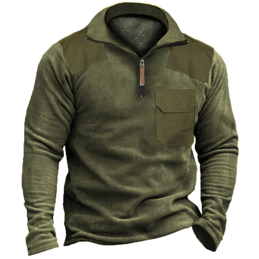 

Men's Outdoor Fleece Zip Polo Neck Tactical Sweatshirt