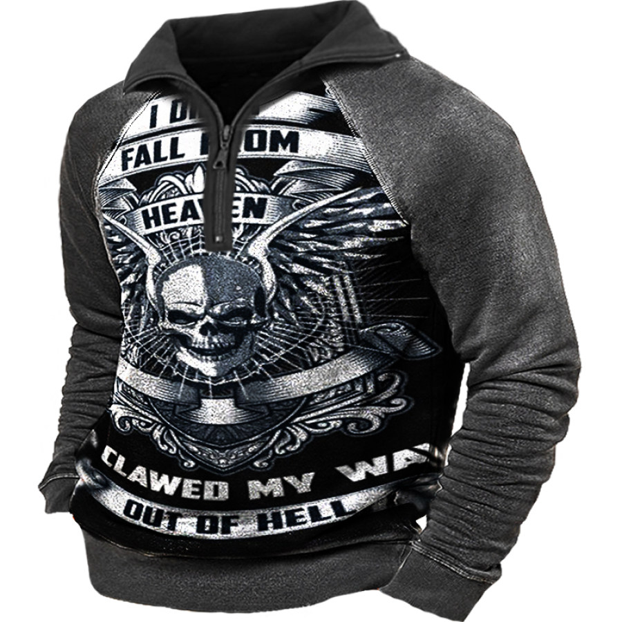 

Men's Vintage Skull Zip Long Sleeve Sweatshirt