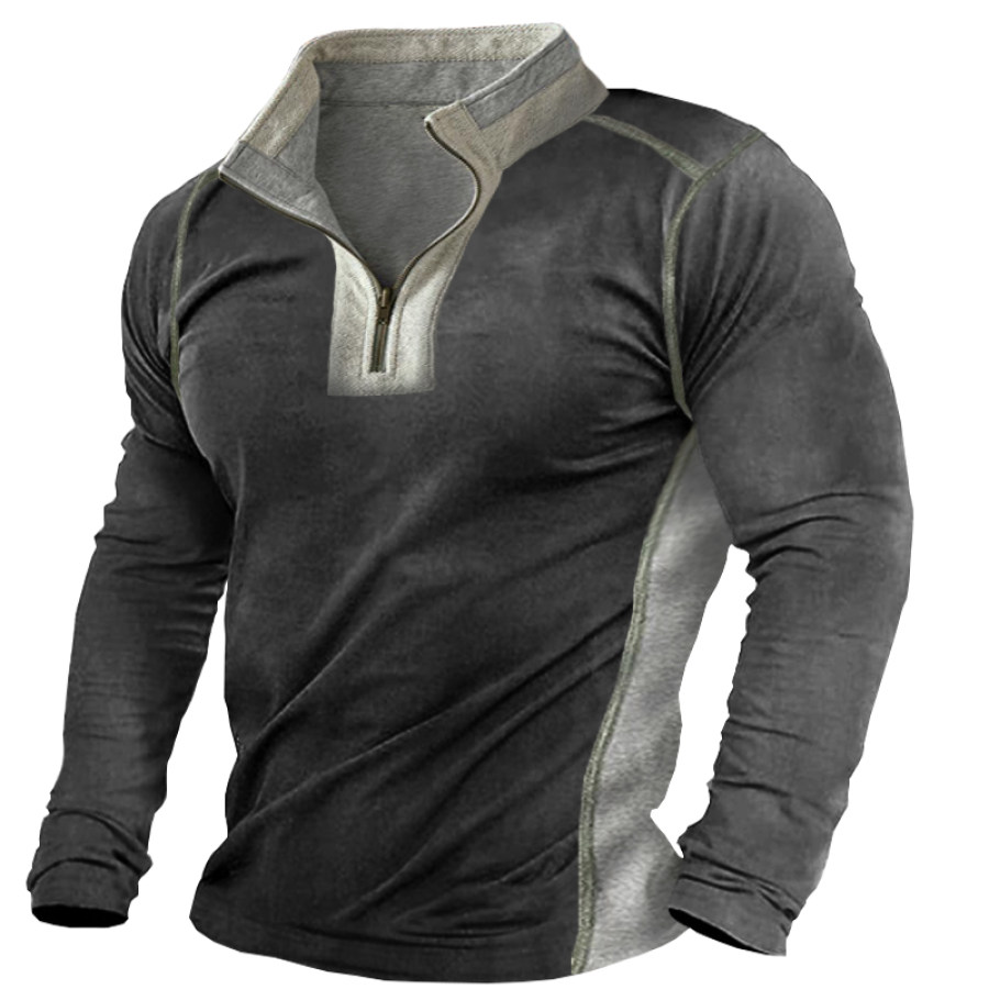 

Men's Casual Zip Long Sleeve T-Shirt