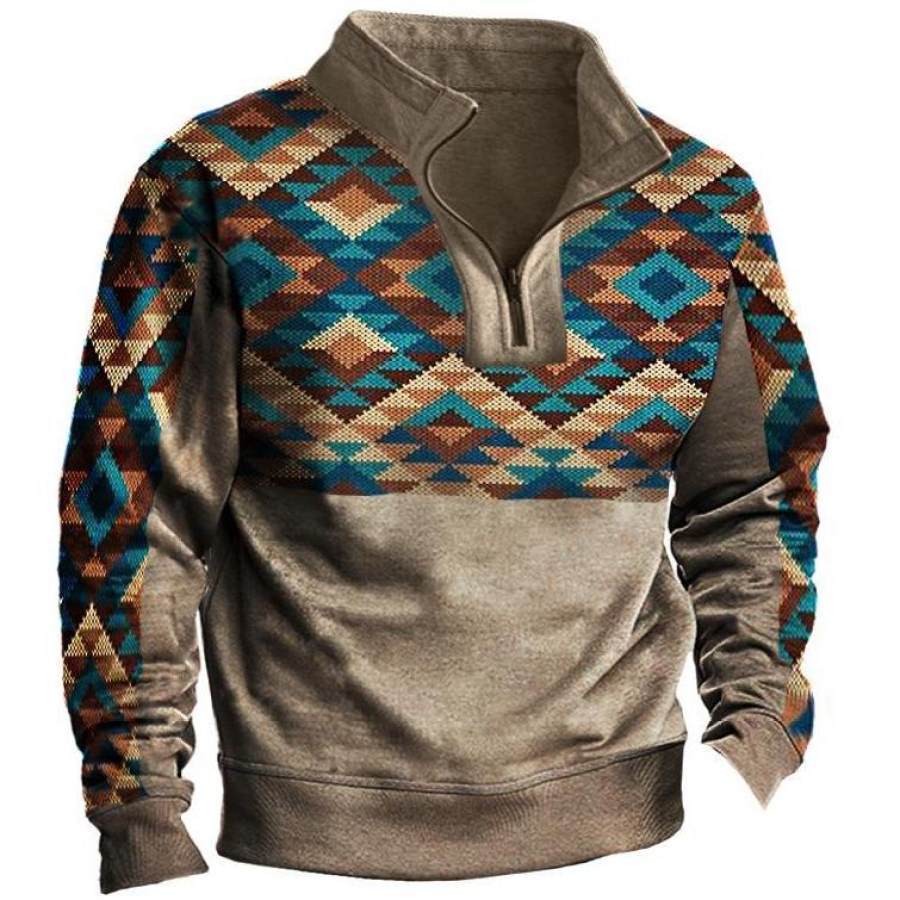 

Men's Vintage Check Zip Long Sleeve Sweatshirt