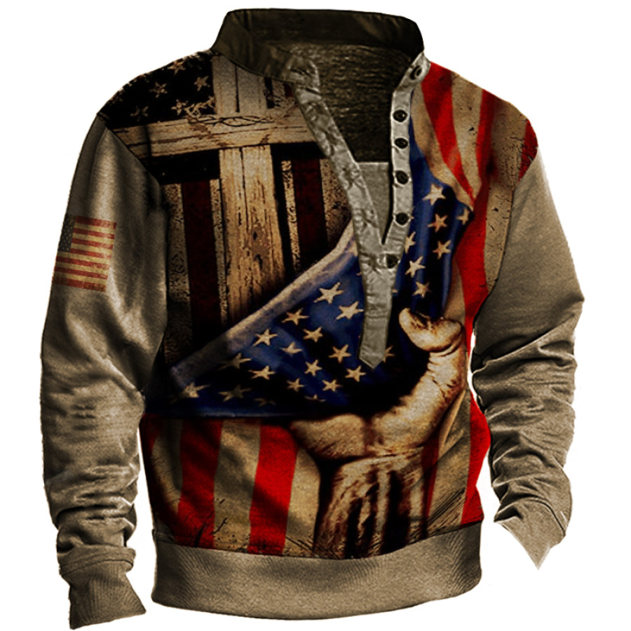 

Men's Vintage American Flag Cross Long Sleeve Sweatshirt