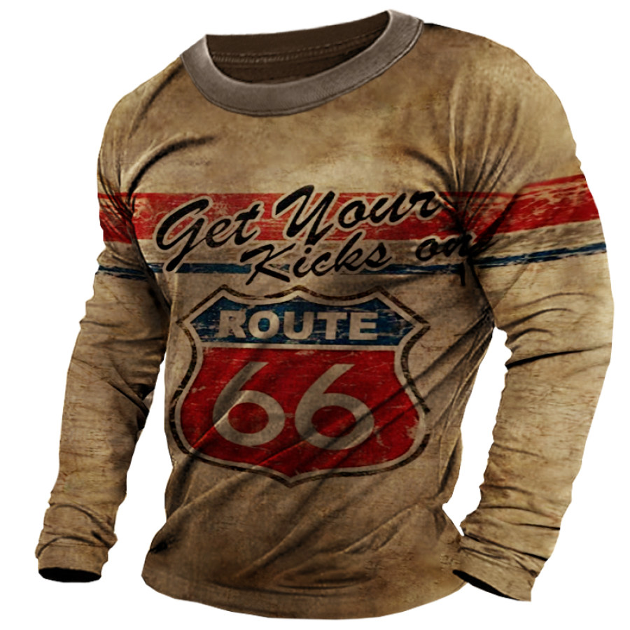 

Men's Distressed Route 66 Long Sleeve T-Shirt