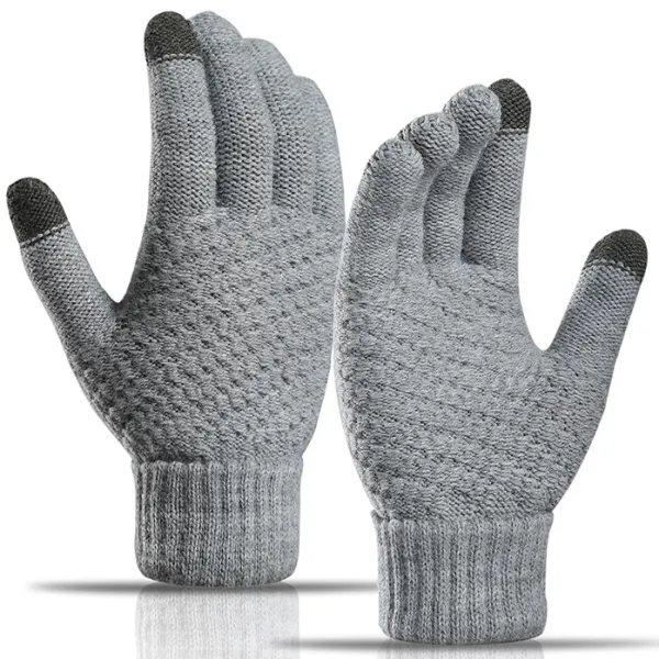 Men's Outdoor Fleece Warm Touch Screen Knit Gloves - Salolist.com 