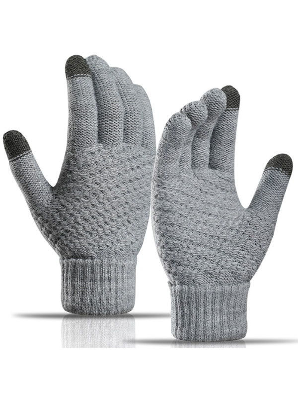 Men's Outdoor Fleece Warm Touch Screen Knit Gloves