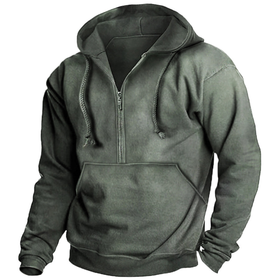 

Men's Vintage Casual Pocket Zip Hoodie
