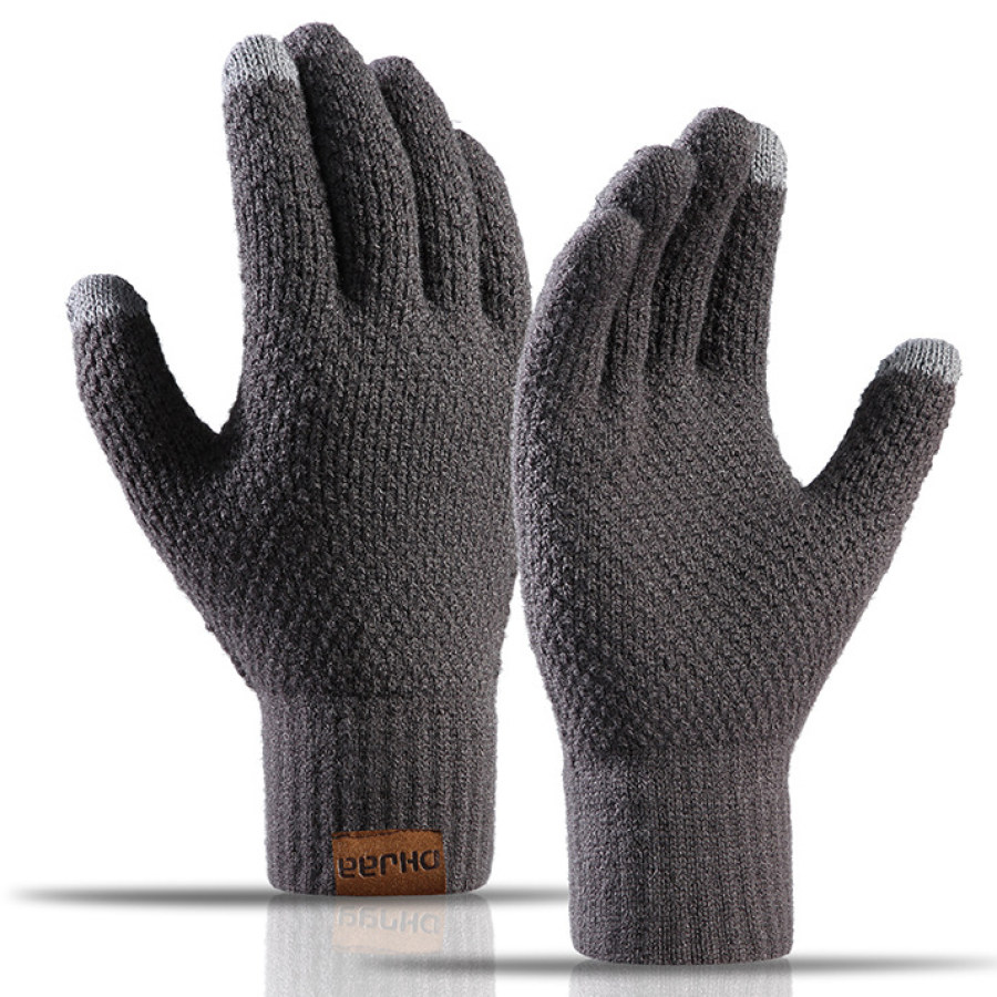 

Мужские наружные флисовые теплые вязаные перчатки с сенсорным экраном