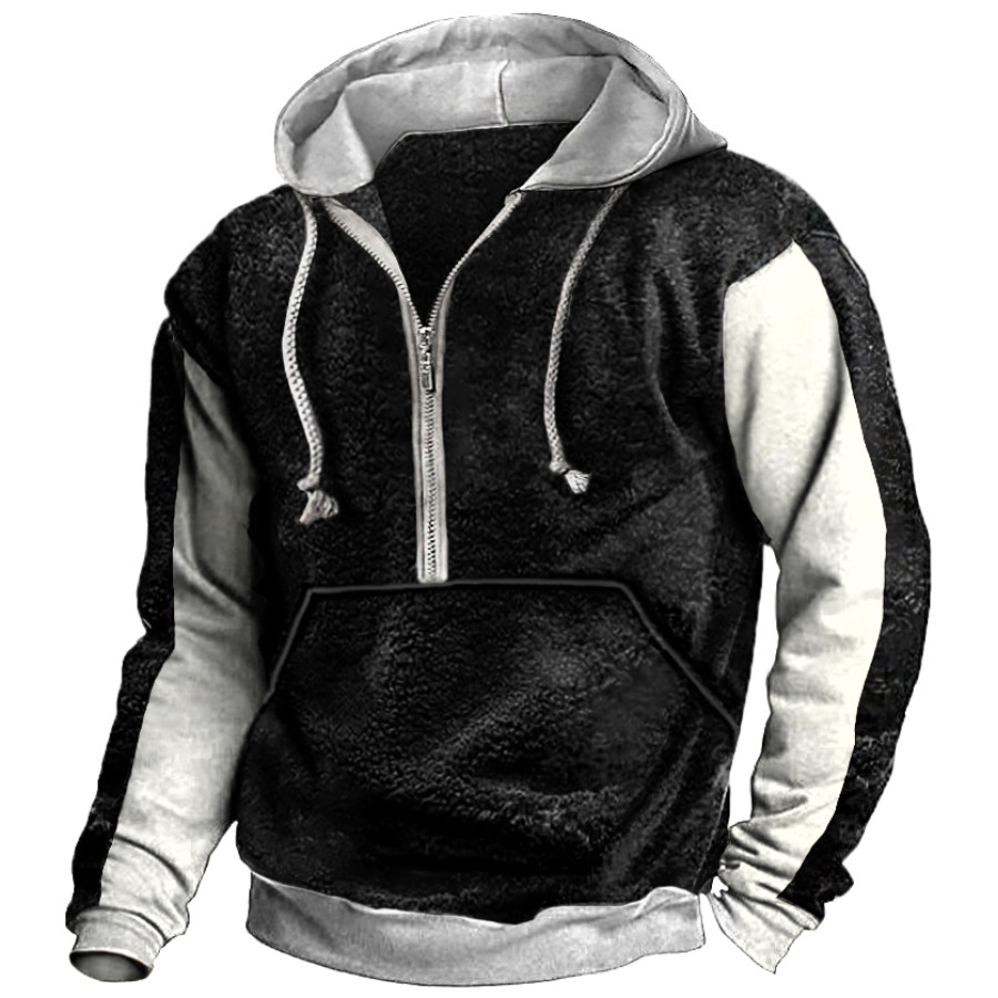 

Men's Vintage Warm Fleece Pocket Zip Hoodie