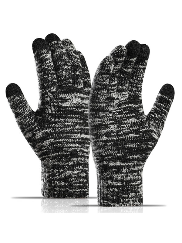 Men's Outdoor Fleece Warm Touch Screen Knit Gloves