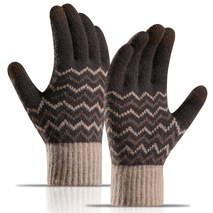 Men's Outdoor Fleece Cold-proof Chic Warm Touch Screen Knitted Gloves