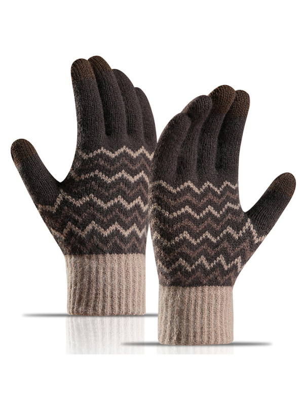 Men's Outdoor Fleece Cold-proof Warm Touch Screen Knitted Gloves