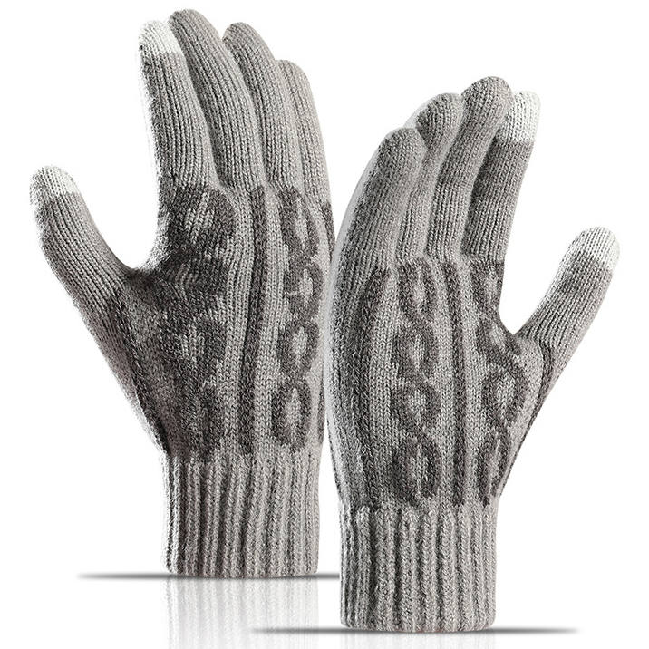 Men's Fleece Thickened Warm Chic Knit Touch Screen Gloves