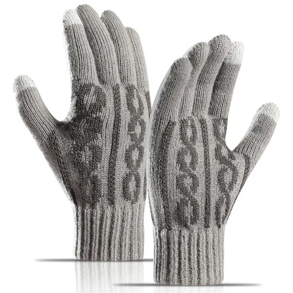 Men's Fleece Thickened Warm Knit Touch Screen Gloves - Salolist.com 