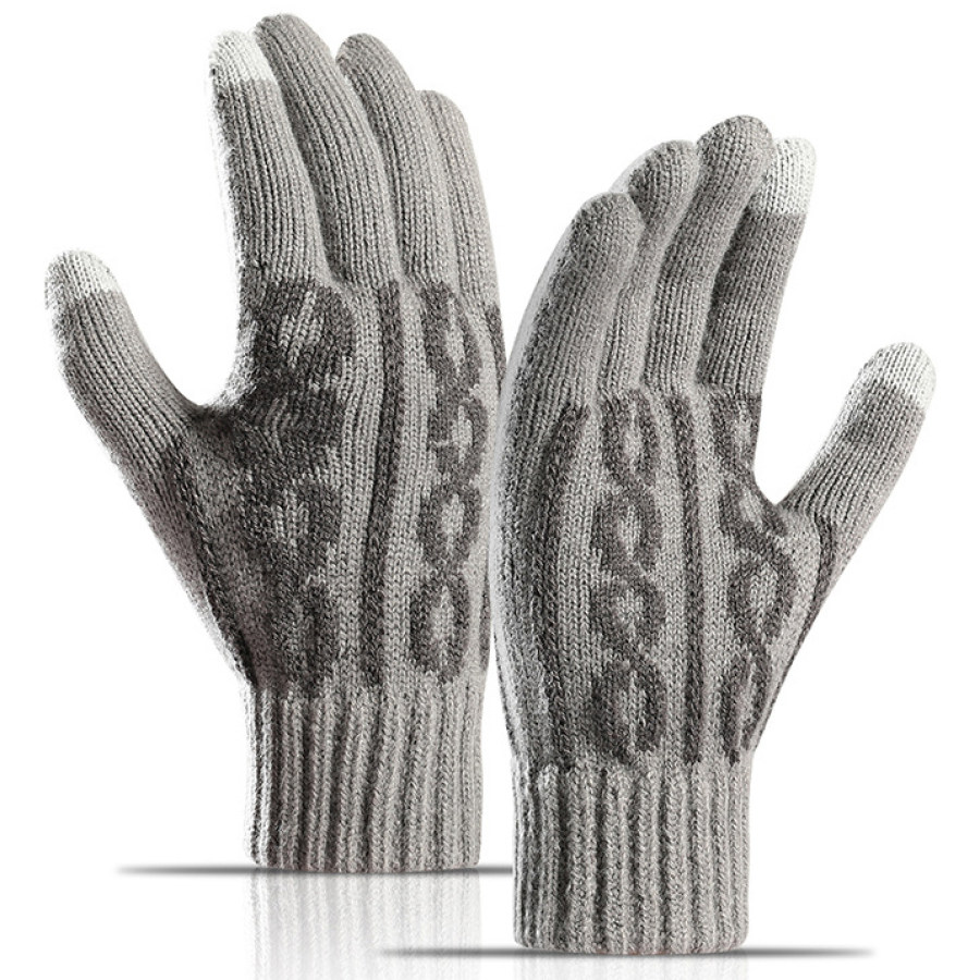 

Verdickte Warm Gestrickte Touchscreen-Handschuhe Für Herren Aus Fleece