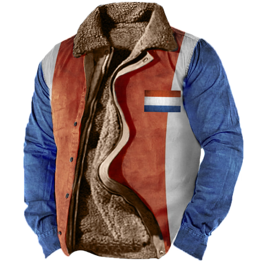 

Men's French Flag Long Sleeve Fleece Jacket