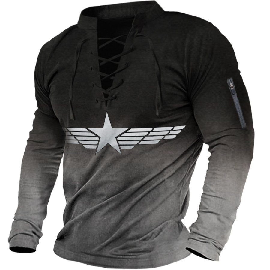 

Men's Distressed Star Wings Long Sleeve T-Shirt