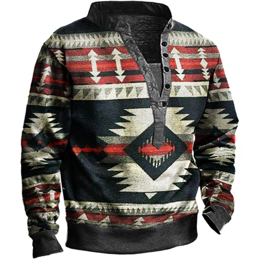 

Men's Retro Ethnic Print Casual Long Sleeve Sweatshirt
