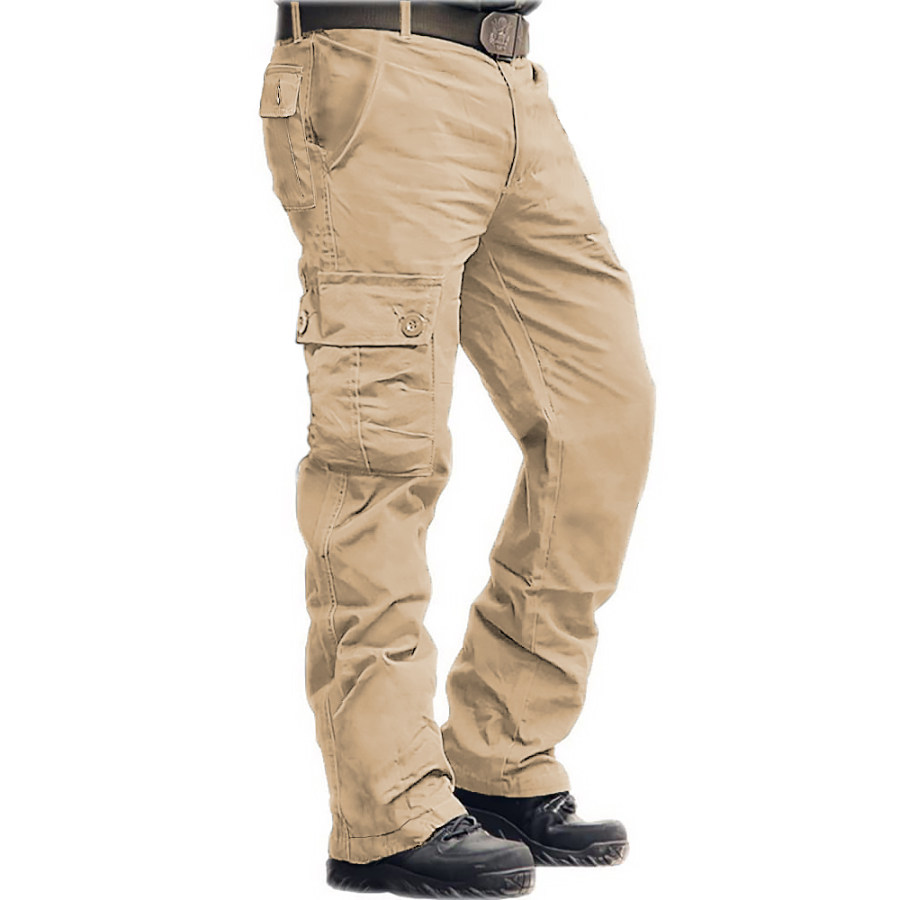 

Мужские прямые повседневные брюки-карго с несколькими карманами на открытом воздухе