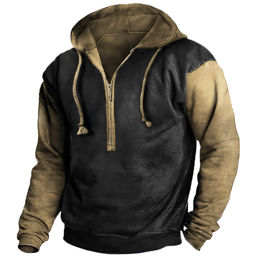 

Men's Outdoor Vintage Colorblock Zip Hoodie