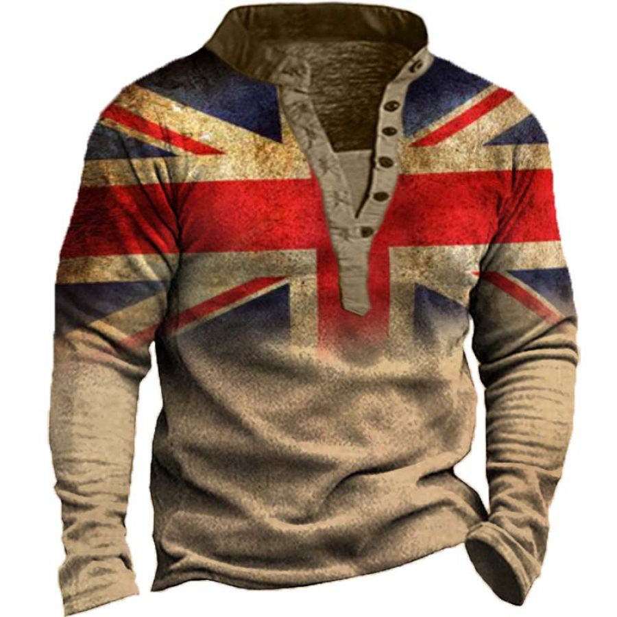 

Men's Vintage Distressed Union Jack Long Sleeve Sweatshirt