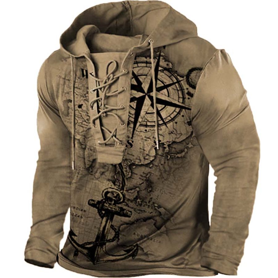 

Men's Vintage Distressed Nautical Anchor Long Sleeve T-Shirt