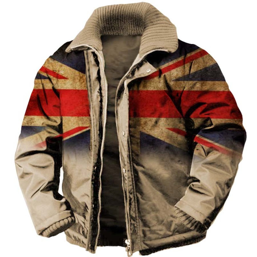 

Men's Vintage Union Jack Long Sleeve Zip Jacket