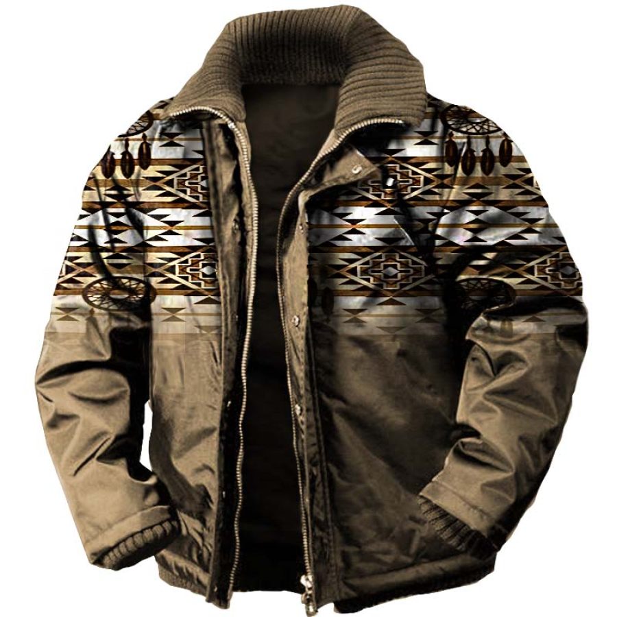 

Men's Vintage Ethnic Pattern Zip Long Sleeve Jacket