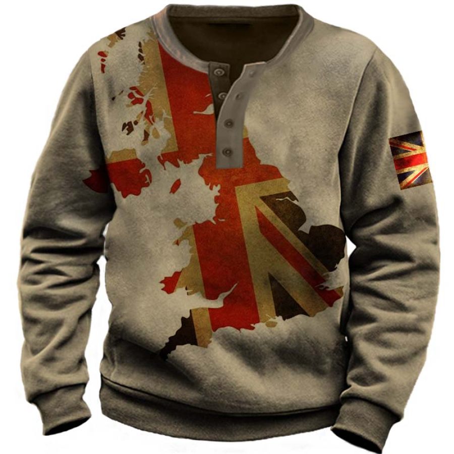 

Men's Vintage Union Jack Map Long Sleeve Sweatshirt