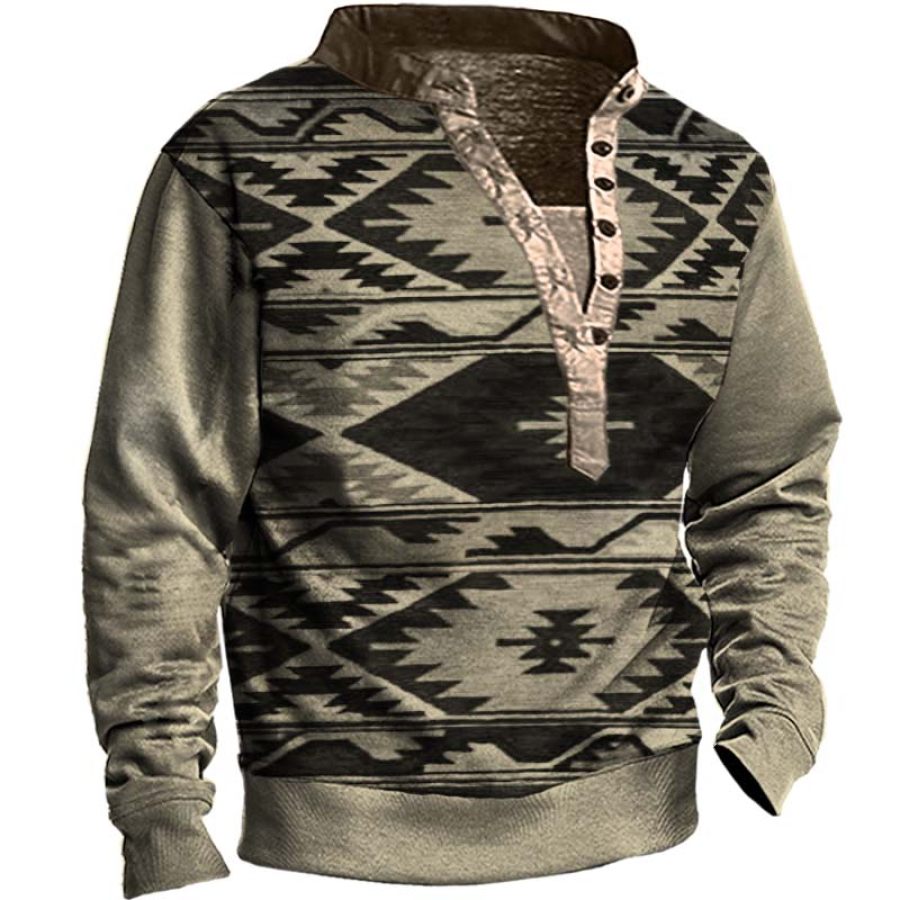 

Men's Vintage Ethnic Pattern Print Long Sleeve Sweatshirt
