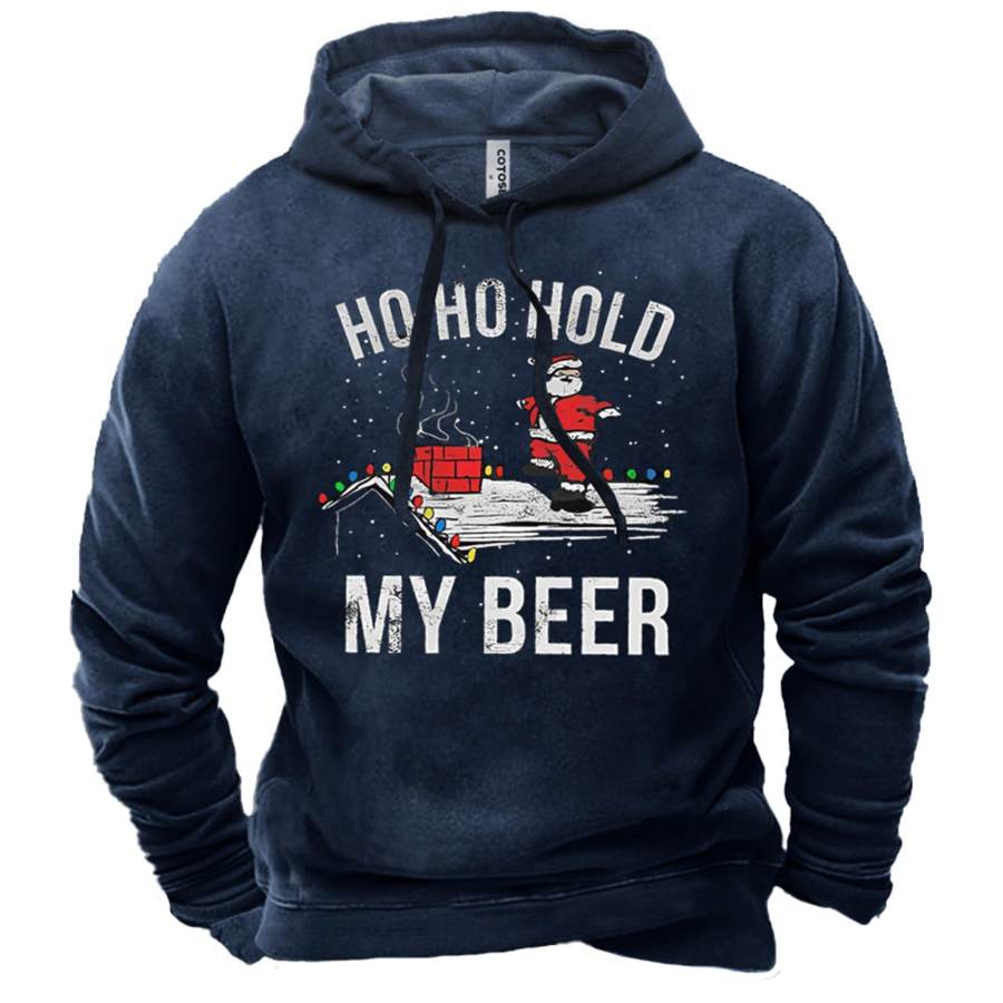 

Men's Ho Ho Hold My Beer Funny Print Hoodie