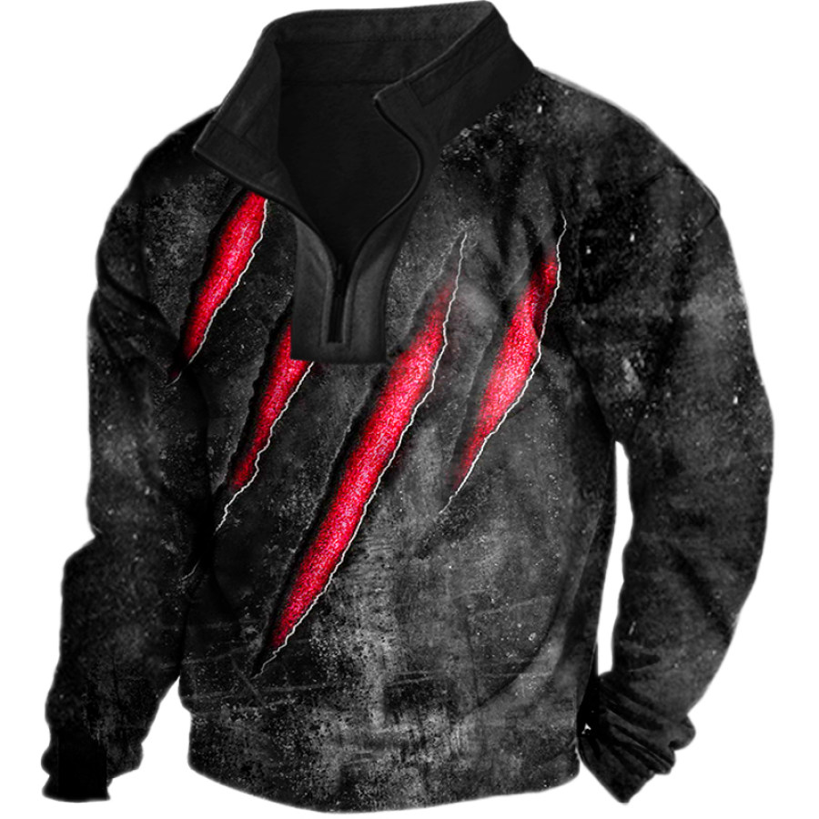 

Men's Vintage Distressed Claw Mark Long Sleeve Sweatshirt