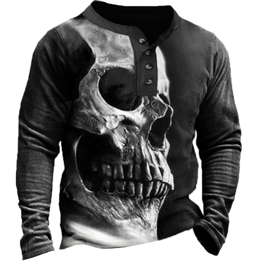 

Men's Vintage Distressed Skull Long Sleeve Sweatshirt