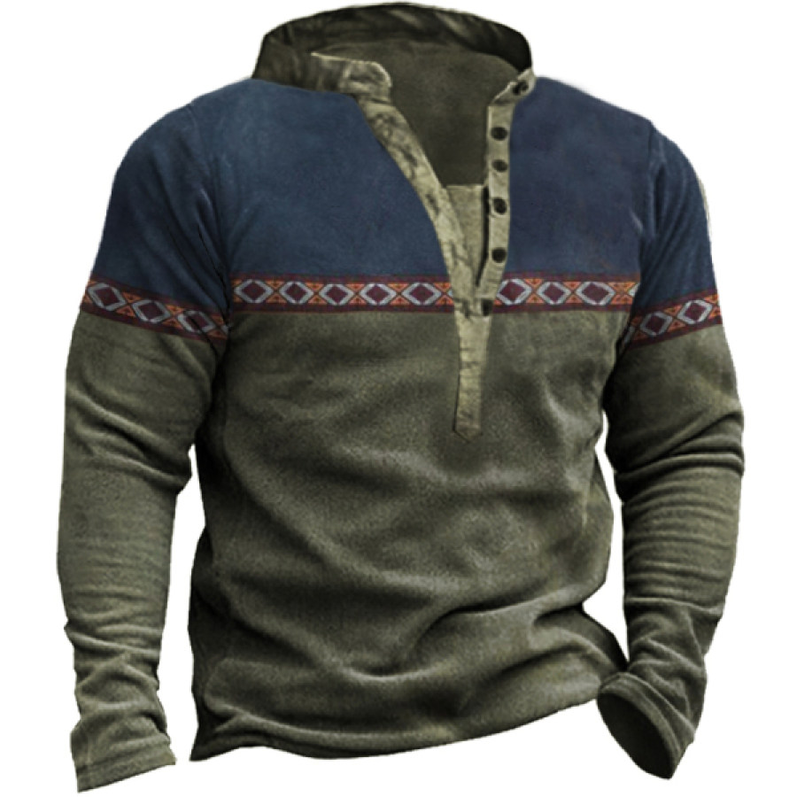 

Men's Outdoor Ethnic Pattern Stitching Tooling Tactical Sweatshirt