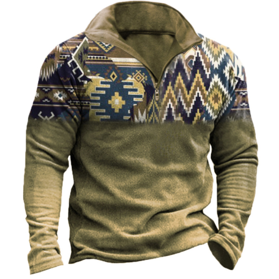 

Men's Outdoor Ethnic Pattern Stitching Tooling Tactical Sweatshirt