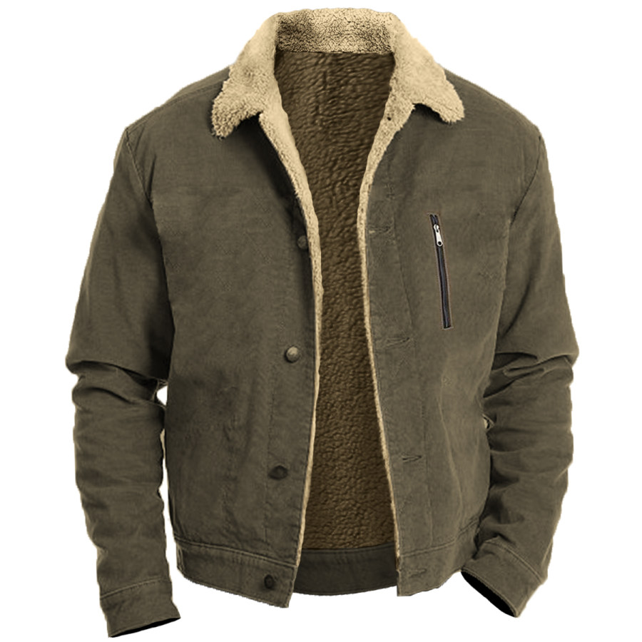

Men's Vintage Motorcycle Feng Shui Wash Fleece Long Sleeve Jacket