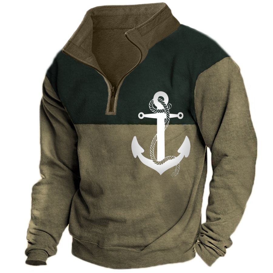 

Men's Vintage Distressed Anchor Long Sleeve Sweatshirt