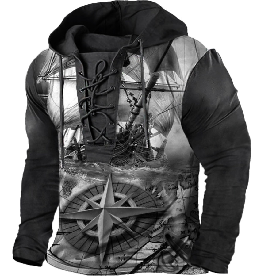 

Men's Vintage Distressed Nautical Long Sleeve T-Shirt