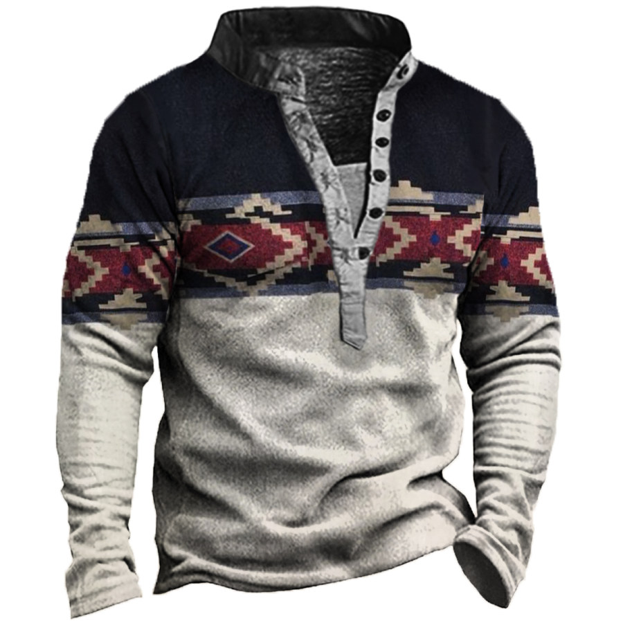 

Men's Vintage Ethnic Print Long Sleeve Sweatshirt