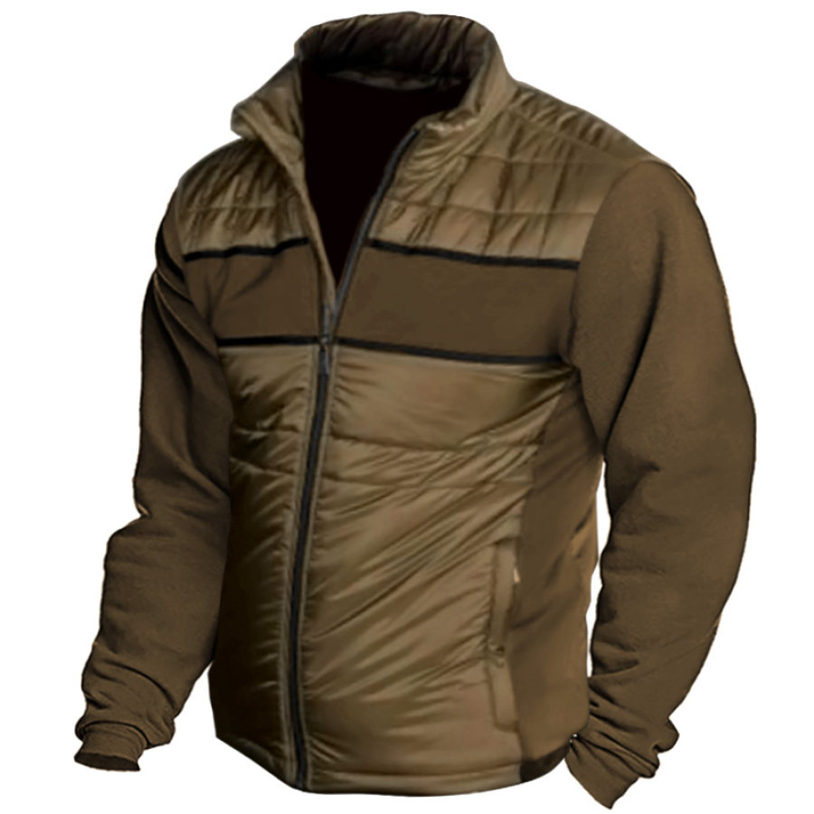 

Men's Retro Outdoor Thickened Cotton Patchwork Thermal Jacket