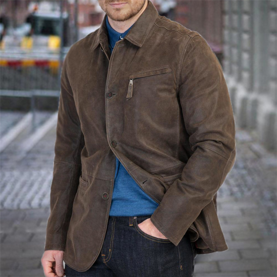 

Men's Vintage Distressed Long Sleeve Jacket