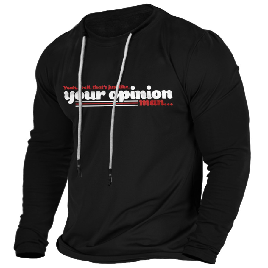 

Your Opinion Men's Vintage Letter Print Drawstring Long Sleeve T-Shirt
