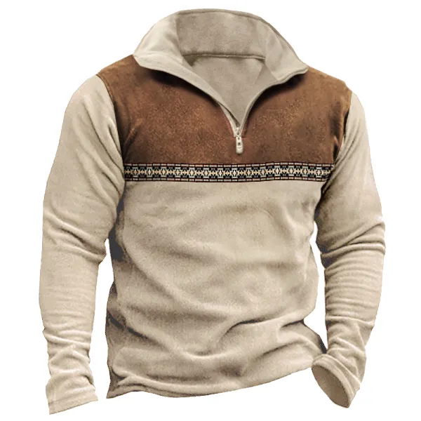 Men's Vintage Western Aztec Tribal Geometric Print Winter Sweatshirt - Fineesa.chimpone.com 
