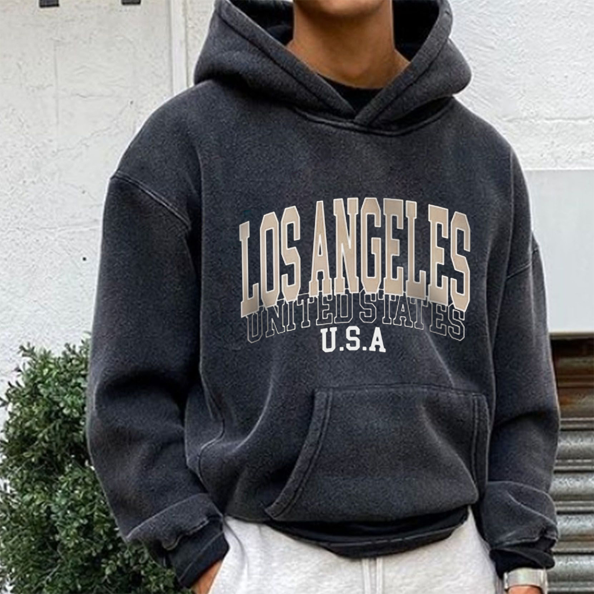 Men's Vintage LOS ANGELES USA Long Sleeve Hoodie