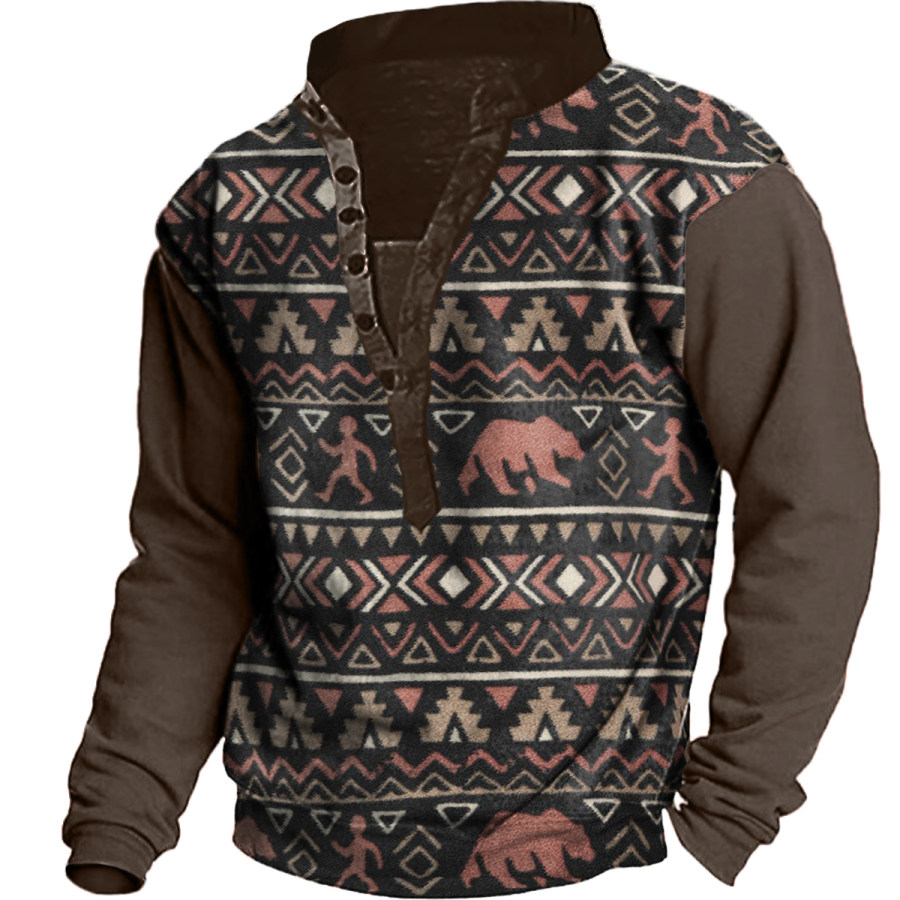 

Men's Vintage Ethnic Print Long Sleeve Sweatshirt