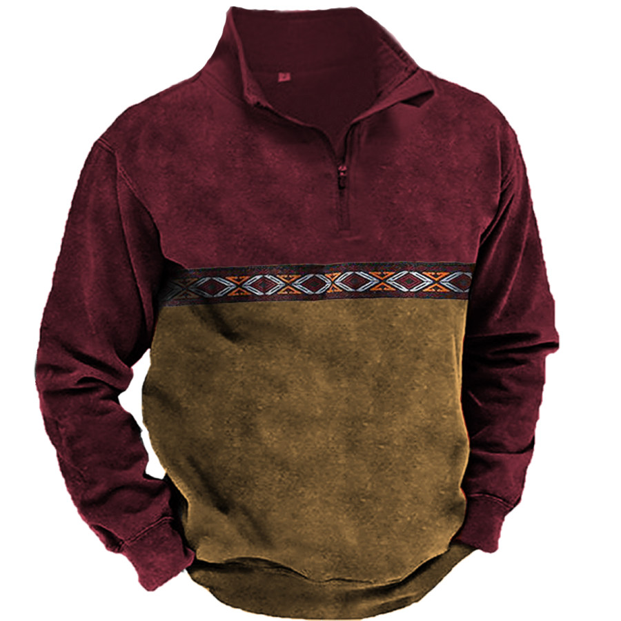 

Men's Vintage Ethnic Print Long Sleeve Hoodie