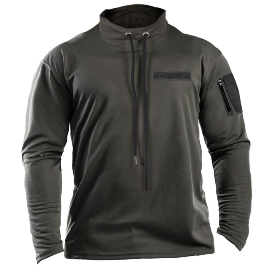 

Men's Outdoor Special Training Zipper Pocket Drawstring Tactical T-Shirt
