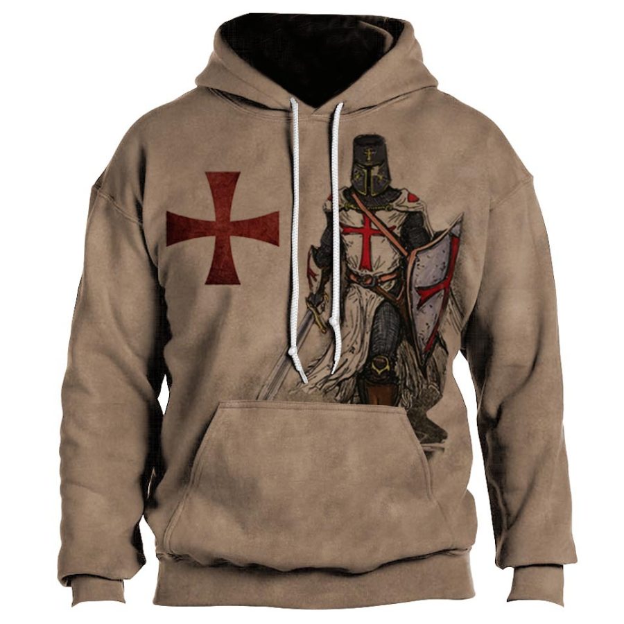 

Men's Vintage Knights Templar Cross Print Hoodie