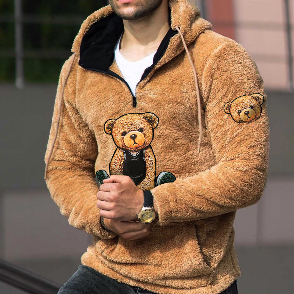 Teddy Bear Warm Men's Chic Lamb Wool Hoodie