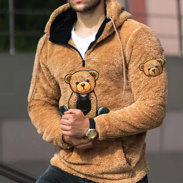 Teddy Bear Warm Men's Lamb Wool Hoodie - Chrisitina.com 